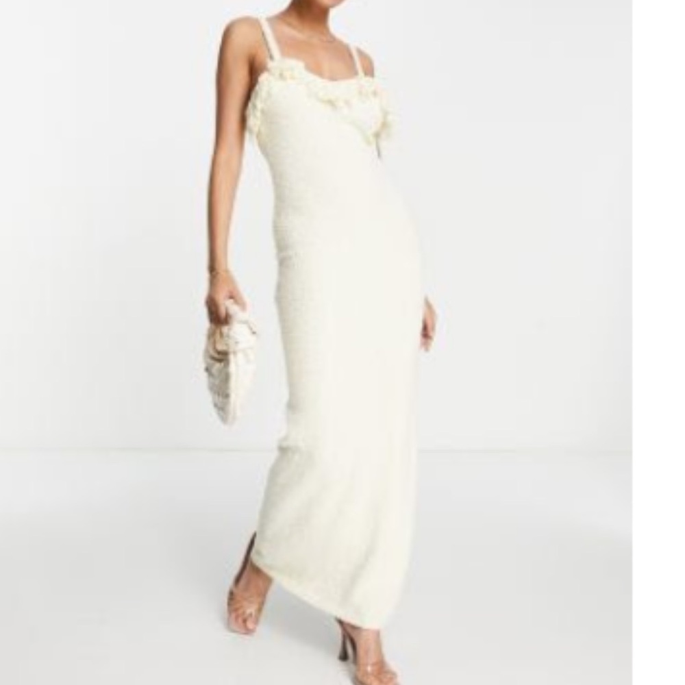 Cream Textured Maxi Dress